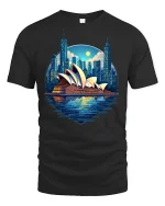 Sydney Opera House Tee - black t-shirt on white background