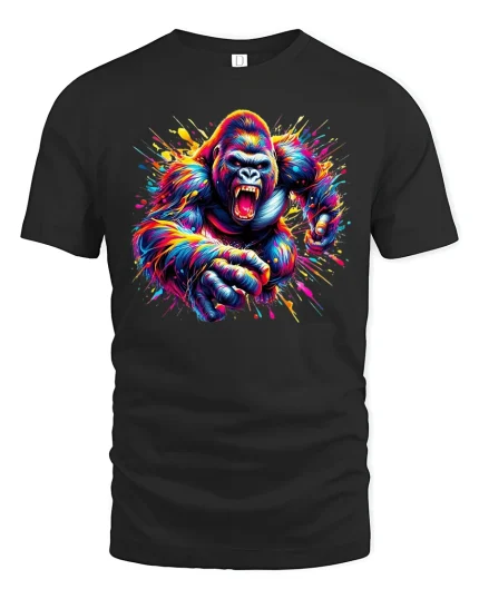 Powerful Gorilla Tee - black t-shirt on white background