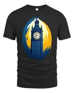 Big Ben Tee with Bold London Landmark - black t-shirt on white background