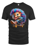 Cool Skater Hedgehog Tee - black t-shirt on white background
