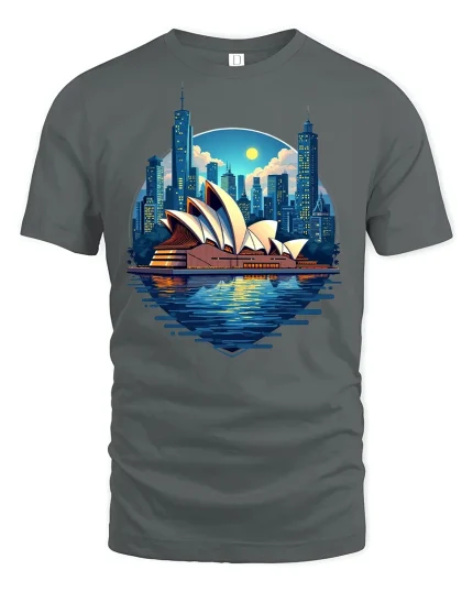 Sydney Opera House Tee - gray t-shirt on white background