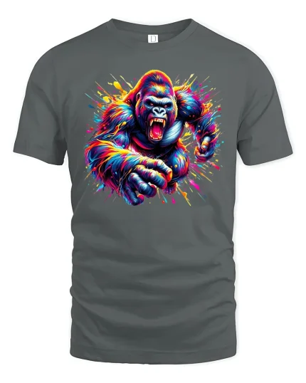Powerful Gorilla Tee - gray t-shirt on white background