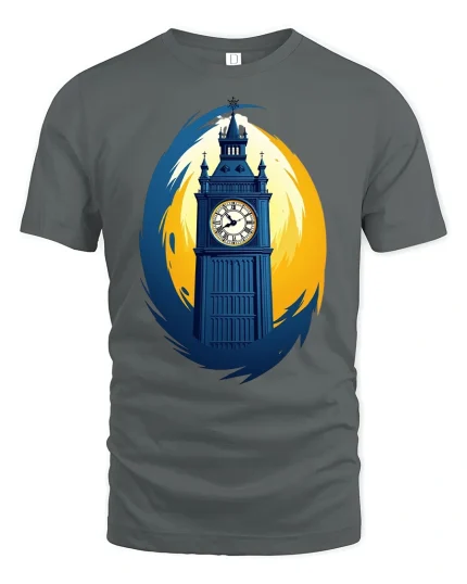 Big Ben Tee with Bold London Landmark - gray t-shirt on white background