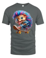 Cool Skater Hedgehog Tee - gray t-shirt on white background