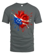 American Pride Heart Tee - gray t-shirt on white background