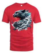 Wild Panther and Pickup Tee - red t-shirt on white background