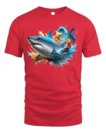 Epic Shark Splash Tee - red t-shirt on white background