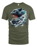 Wild Panther and Pickup Tee - military green t-shirt on white background