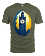 Big Ben Tee with Bold London Landmark - military green t-shirt on white background