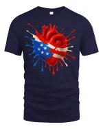 American Pride Heart Tee - navy t-shirt on white background