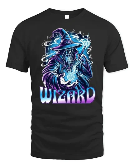 Powerful Sorcerer Magic Energy Tshirt - black t-shirt on white background