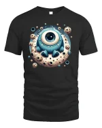 Cute Cyclops Monster Moon Cookie Tee - black t-shirt on white background