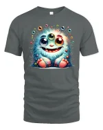 Adorable Three-Eyed Monster Tee - gray t-shirt on white background
