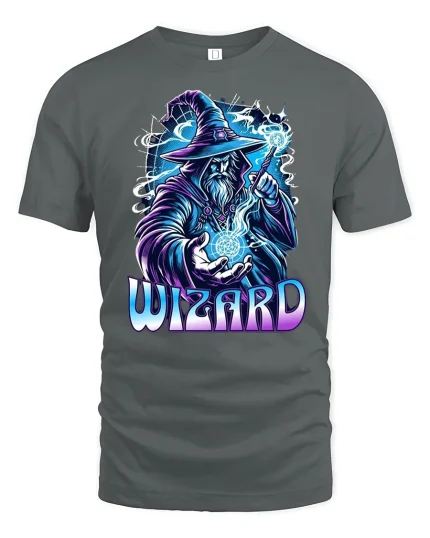 Powerful Sorcerer Magic Energy Tshirt - gray t-shirt on white background