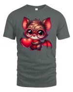 Cute Love Bat with Heart Glasses Tee - gray t-shirt on white background