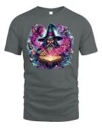 Mystic Wizard Spellcasting Magic Art Tee - gray t-shirt on white background