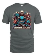 Rockin’ Monster Band Keyboard Guitar Tee - gray t-shirt on white background