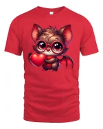 Cute Love Bat with Heart Glasses Tee - red t-shirt on white background