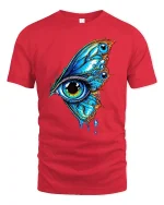 Surreal Butterfly Eye Dripping Tshirt - red t-shirt on white background