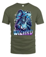 Powerful Sorcerer Magic Energy Tshirt - military green t-shirt on white background