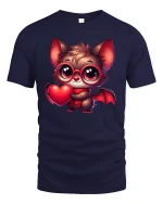Cute Love Bat with Heart Glasses Tee - navy t-shirt on white background
