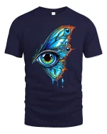 Surreal Butterfly Eye Dripping Tshirt - navy t-shirt on white background