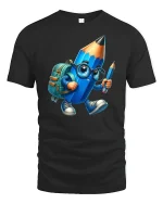 Back to School Pencil Buddy Tee - black t-shirt on white background