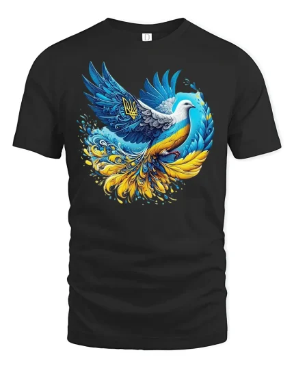 Ukraine Peace Dove - Freedom Graphic T-Shirt - black t-shirt on white background
