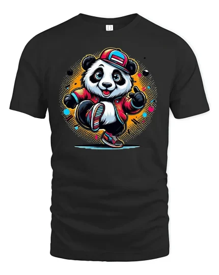 Hip Hop Panda Street Dance Tee - black t-shirt on white background