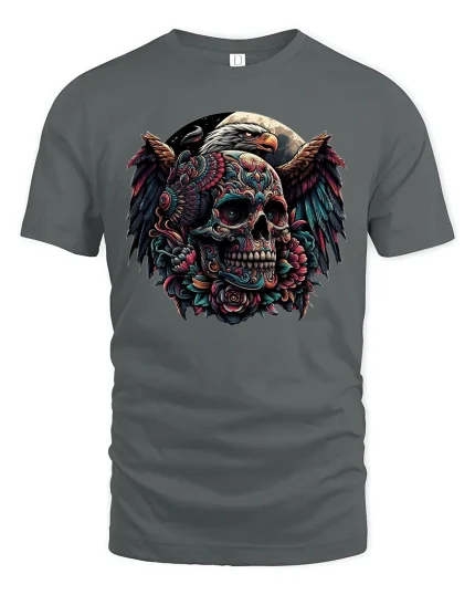 American Eagle Skull Graphic Tee - gray t-shirt on white background