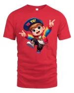 Yo Yo Hip Hop Boy Colorful Tee - red t-shirt on white background