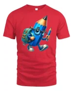 Back to School Pencil Buddy Tee - red t-shirt on white background