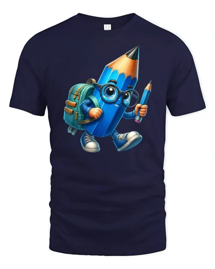 Back to School Pencil Buddy Tee - navy t-shirt on white background