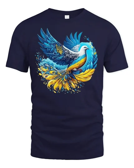Ukraine Peace Dove - Freedom Graphic T-Shirt - navy t-shirt on white background