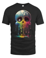 Dripping Rainbow Skull Graphic Tee - black t-shirt on white background