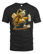 Funny Skater Frog Graphic Tee - black t-shirt on white background