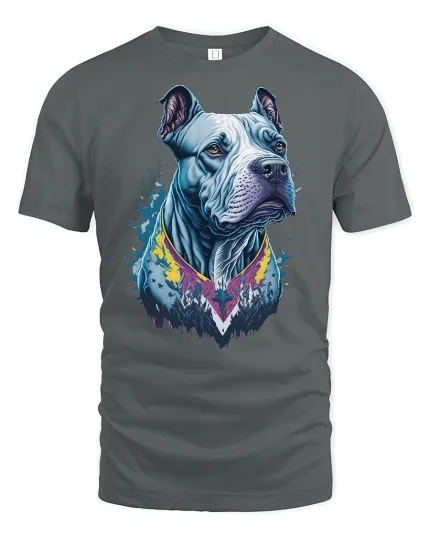 Fearless Pitbull Graphic T-Shirt - gray t-shirt on white background