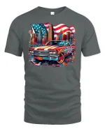 American Muscle Car T-Shirt - gray t-shirt on white background