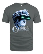 Futuristic David Statue VR Tee - gray t-shirt on white background