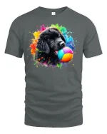Playful Puppy Art T-Shirt - gray t-shirt on white background