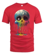 Dripping Rainbow Skull Graphic Tee - red t-shirt on white background
