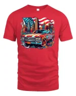 American Muscle Car T-Shirt - red t-shirt on white background