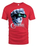 Futuristic David Statue VR Tee - red t-shirt on white background
