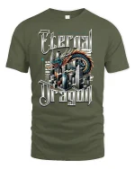 Legend of the Eternal Dragon T-Shirt - military green t-shirt on white background