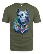 Fearless Pitbull Graphic T-Shirt - military green t-shirt on white background