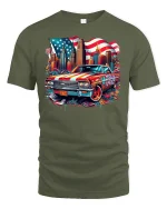 American Muscle Car T-Shirt - military green t-shirt on white background