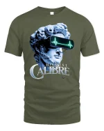 Futuristic David Statue VR Tee - military green t-shirt on white background