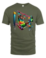 Neon Playground Kid Graphic Tee - military green t-shirt on white background