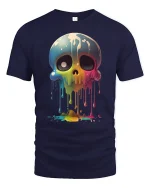 Dripping Rainbow Skull Graphic Tee - navy t-shirt on white background