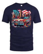 American Muscle Car T-Shirt - navy t-shirt on white background